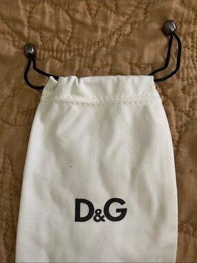 D&G White Drawstring Logo Pouch with Black Cord, Dust Bag